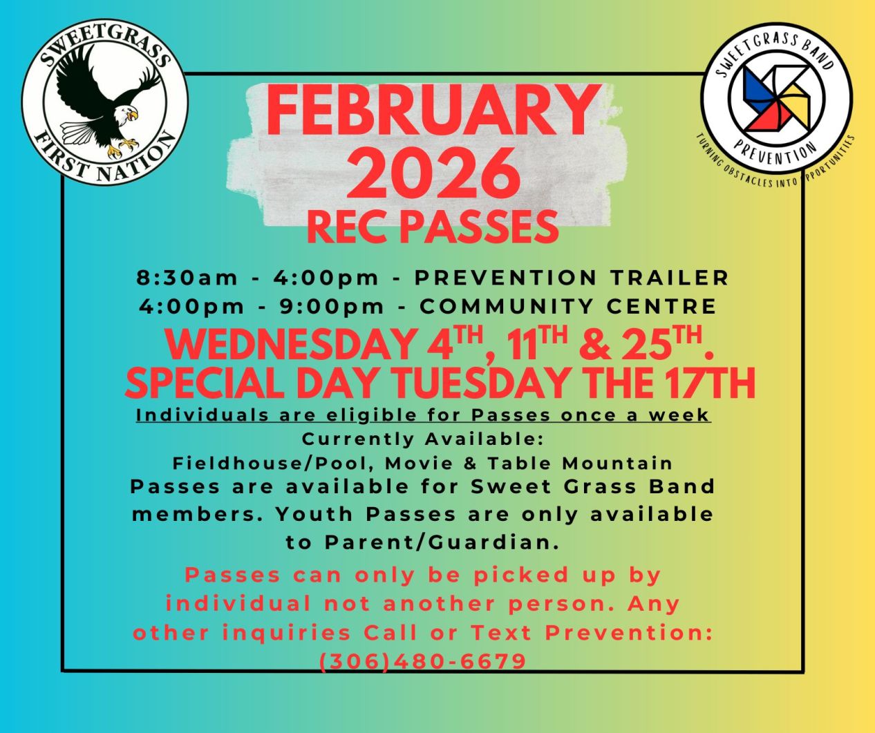 February Recreation Passes