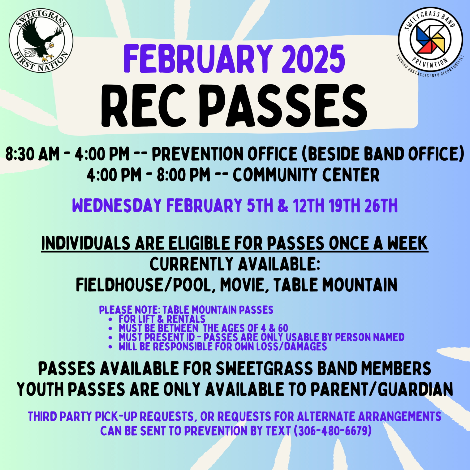 Recreation Passes for February