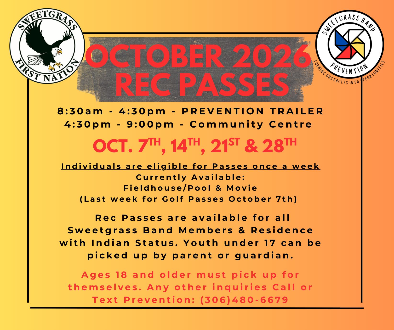 October 2026 Rec Passes