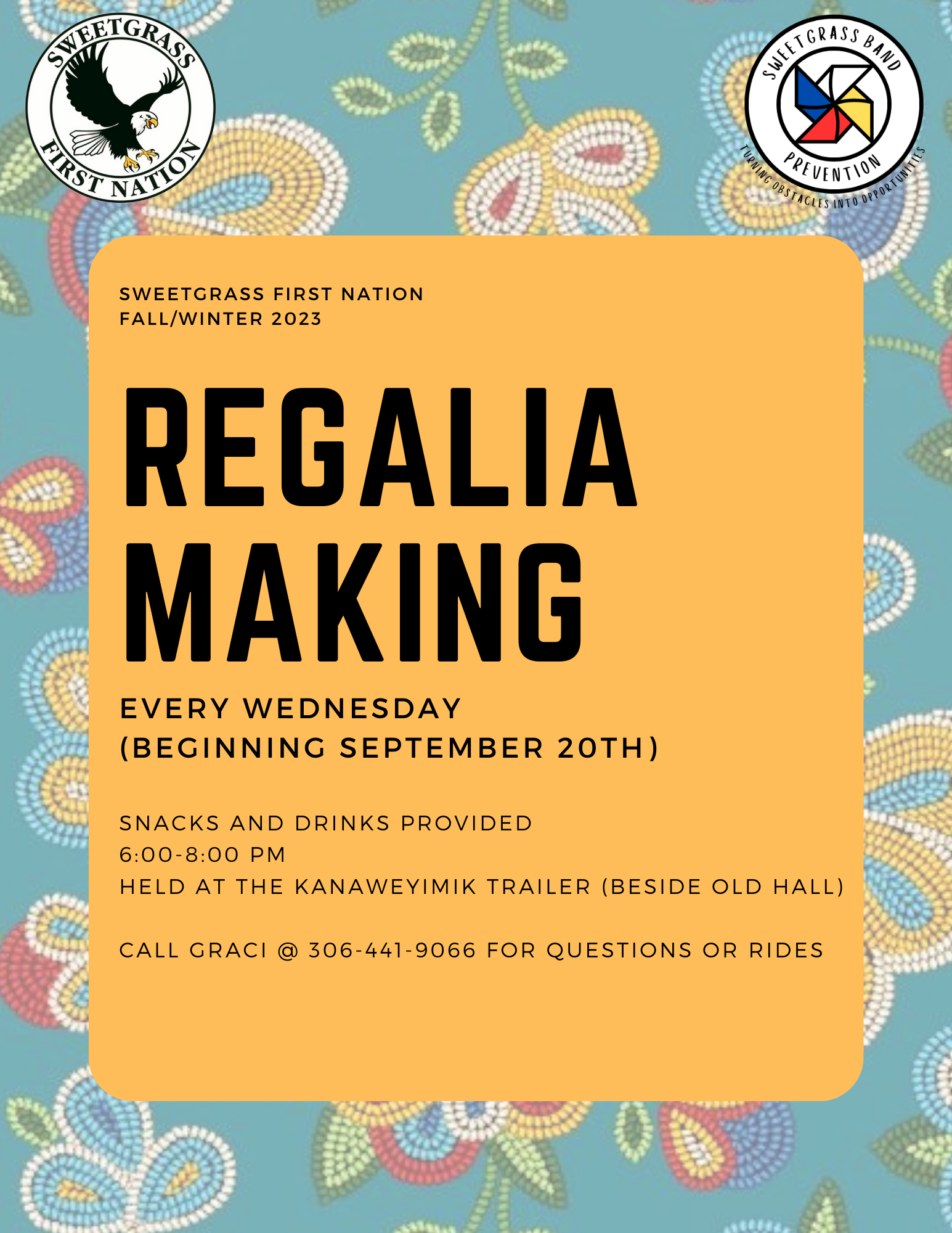 Regalia Making - Every Wednesday