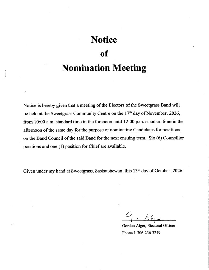 Notice of Nomination Meeting Notice of Nomination Meeting